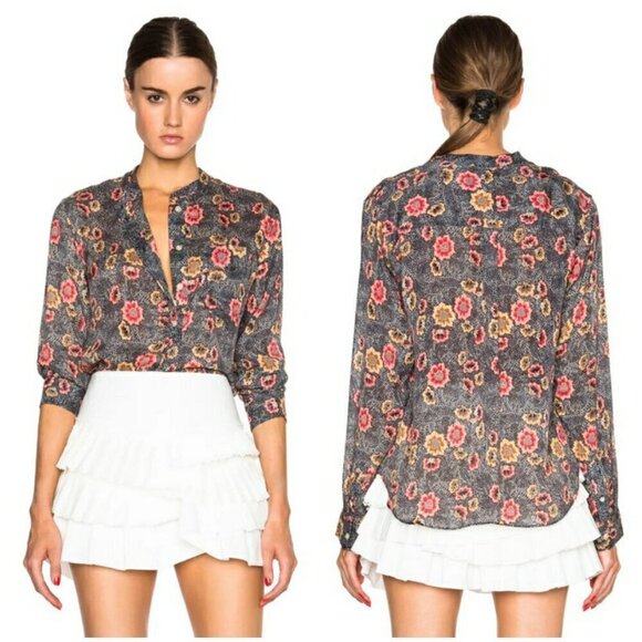 Isabel Marant Tops - 💕ISABEL MARANT ETOILE💕 Silena Flowers Blouse ~ Faded Black EU 44
